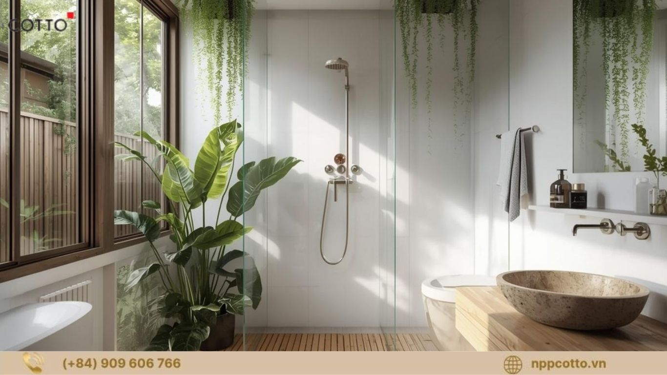 Nhà tắm xanh 2025: thiết kế hiện đại, tiết kiệm nước và vật liệu thân thiện với môi trường