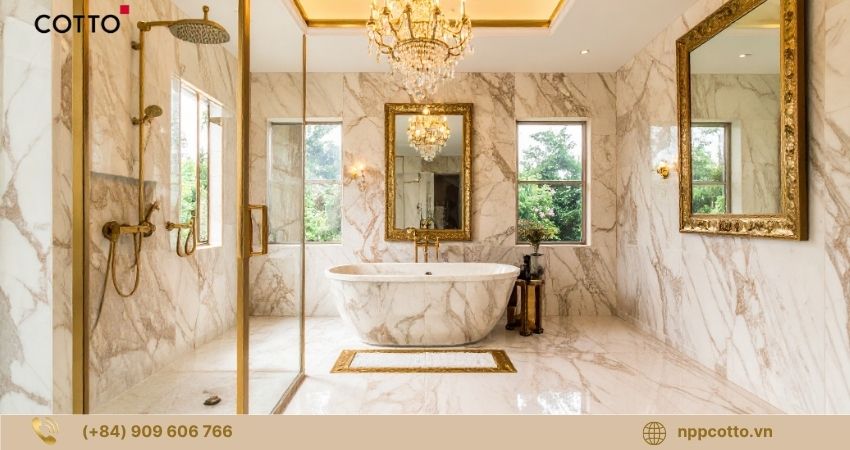 Phòng tắm cao cấp với thiết bị vệ sinh sang trọng, chuẩn resort tại gia.